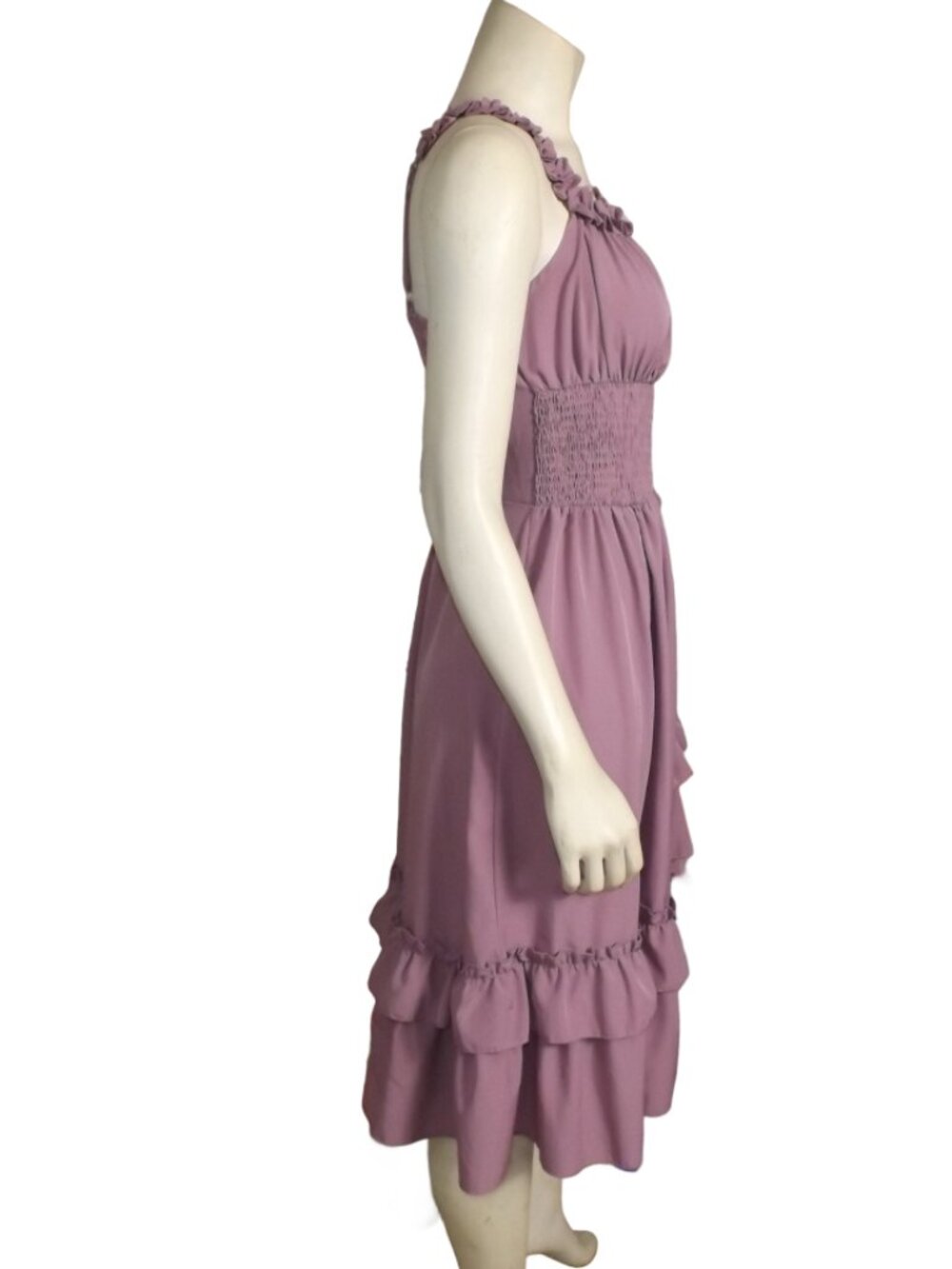 SCARLET DARKNESS Dress, L, Pastel purple, Ruffle shoulders/straps, Cinch Skirt - Picture 8 of 14